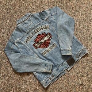 Vintage Denim Embroidered Harley Davidson Jacket